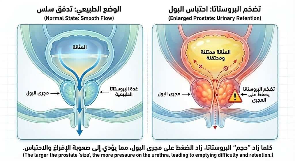 علاج احتباس البول بسبب تضخم البروستاتا